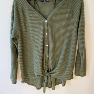 Tie waist thermal top